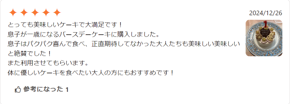 アレルギー対応〉国産小麦粉と安心材料★卵-乳除去可能★ファーストバースデーケーキ-4号-12cm王冠の数字は選べます♪の口コミ-評判-Cake-jp-09-12-2025_12_57_AM